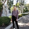 Long-Sleeve Cut-Out Sweater with Strap Detail – Cocoa