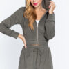 Terry Towelling Hoodie Jacket – Olive Zip-Up