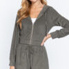 Terry Towelling Hoodie Jacket – Olive Zip-Up
