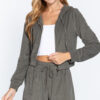 Terry Towelling Hoodie Jacket – Olive Zip-Up