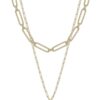 Two-Layer Metal Chain Heart Pendant Necklace