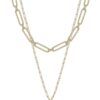 Two-Layer Metal Chain Heart Pendant Necklace