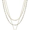 3-Layer Metal Crystal Bead Necklace – Hexagon Leopard Pendant