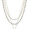 3-Layer Metal Crystal Bead Necklace – Hexagon Leopard Pendant