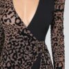 Plunging V Leopard Jumpsuit with Buckle – Black/Mocha