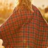 Plaid Poncho – Mock Neck with Zipper Contrast, Rust