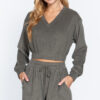 Terry Towelling Top with Elastic Hem – Olive
