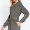 Terry Towelling Top with Elastic Hem – Olive