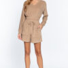 Terry Toweling Long-Sleeve Top with Elastic Hem – Mocha