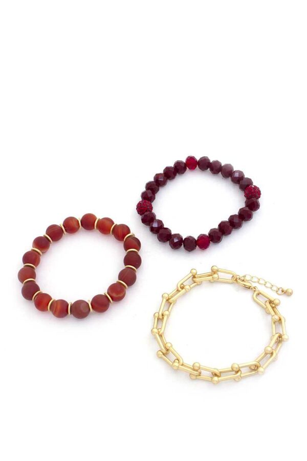 U-Link Stone Beaded Bracelet Set – Navy & Multi