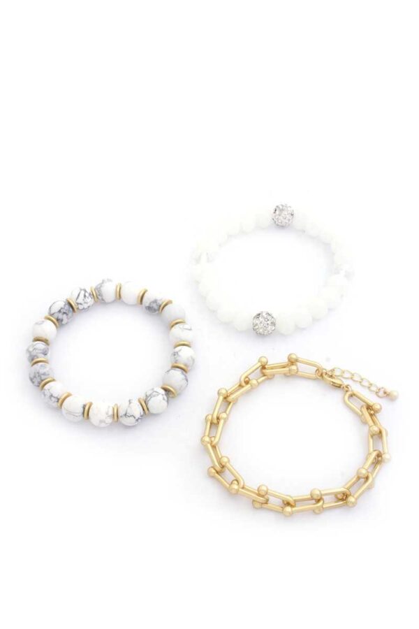 U-Link Stone Beaded Bracelet Set – Navy & Multi