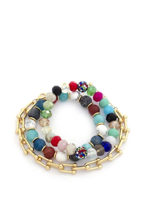 U-Link Stone Beaded Bracelet Set – Navy & Multi