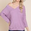 Modal Ribbed Dolman Top – 3/4 Sleeves, Lavender