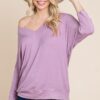 Modal Ribbed Dolman Top – 3/4 Sleeves, Lavender