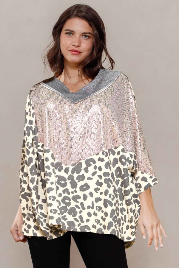 Multi Print Oversized V-Neck Tunic – Cream