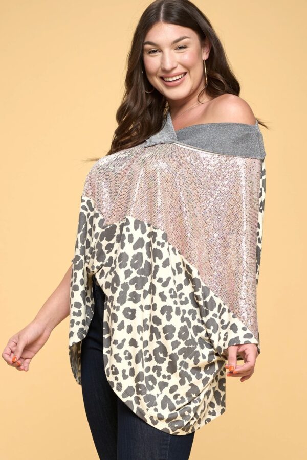 Multi Print Oversized V-Neck Tunic – Cream