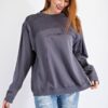 Terry Knit Loose-Fit Pullover in Faded Denim