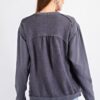 Terry Knit Loose-Fit Pullover in Faded Denim