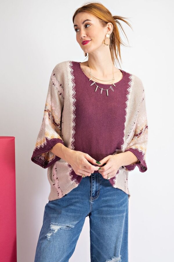 Multi-Color Thread Sweater – Boat Neck in Faded Plum