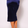 Sculpted Gathered-Front Crossover Midi Skirt – Navy