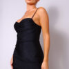 Spaghetti Strap Pleated Bust Maxi Dress – Black