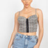 Sweetheart Plaid Crop Top with Hook & Eye Detail