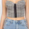 Sweetheart Plaid Crop Top with Hook & Eye Detail