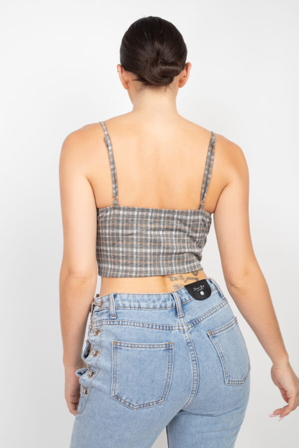 Sweetheart Plaid Crop Top with Hook & Eye Detail