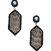 Hexagon Seed-Bead Rhinestone Dangle Earrings – 3.25″