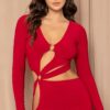 Cutout Mini Dress with Metal Ring Detail – Red