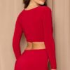 Cutout Mini Dress with Metal Ring Detail – Red