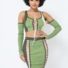 Color Block Set in Olive – 70% Rayon, 30% Nylon