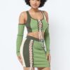 Color Block Set in Olive – 70% Rayon, 30% Nylon