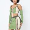 Color Block Set in Olive – 70% Rayon, 30% Nylon