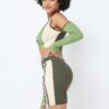 Color Block Set in Olive – 70% Rayon, 30% Nylon