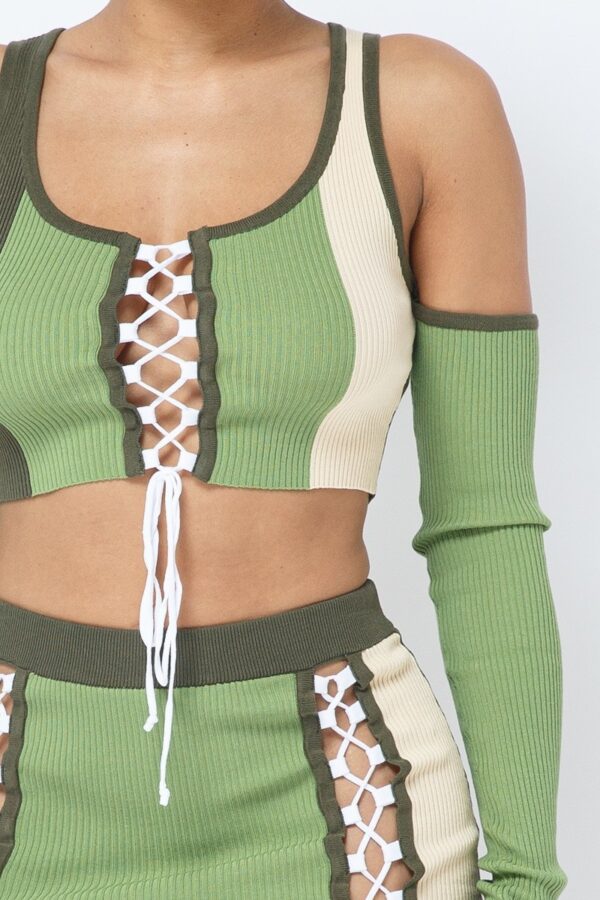 Color Block Set in Olive – 70% Rayon, 30% Nylon