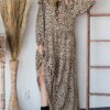 Bohemian Maxi Dress with Wooden Bead Drawstring – Dark Mocha