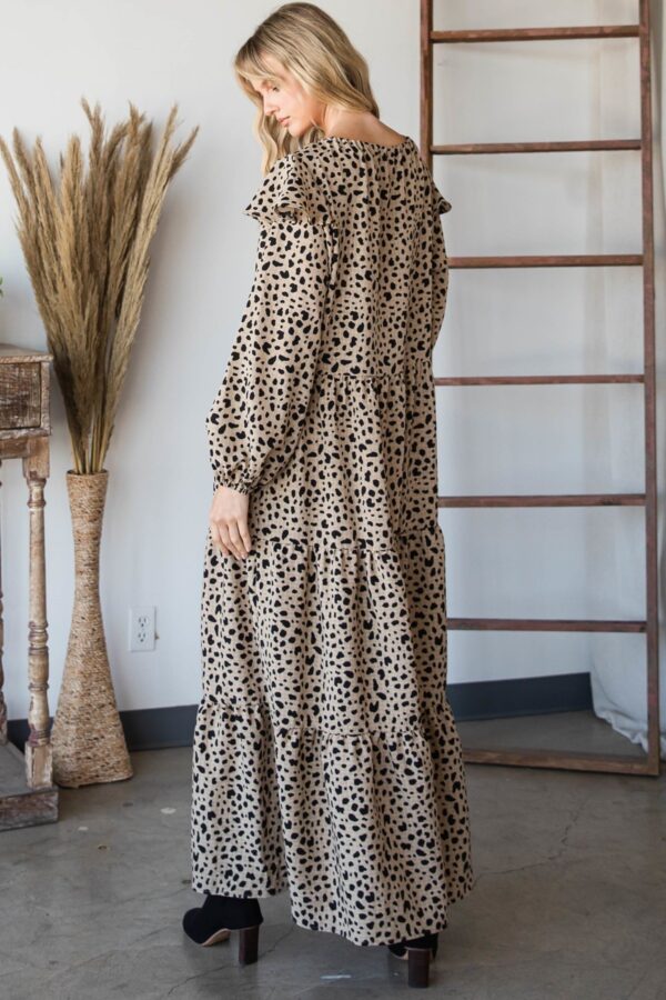 Bohemian Maxi Dress with Wooden Bead Drawstring – Dark Mocha