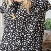 Bohemian Maxi Dress with Wooden Bead Drawstring – Black