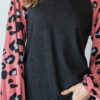 Mauve Animal Print Color-Block Top with Round Neck