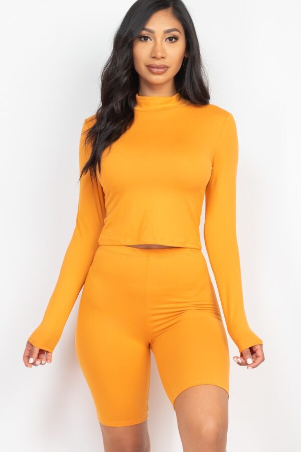 Mock Neck Top & Biker Shorts Set – Tomato Cream