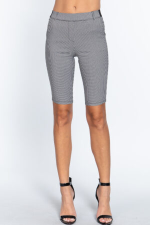 Jacquard Bengaline Bermuda Pants – Waistband, Black/White