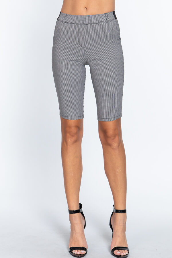 Jacquard Bengaline Bermuda Pants – Waistband, Black/White