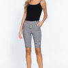 Jacquard Bengaline Bermuda Pants – Waistband, Black/White