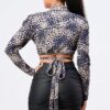 Animal Print Collared Back-Tie Wrap Top – Taupe