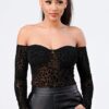 Leopard Print Off-Shoulder Bodysuit – Black