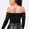 Leopard Print Off-Shoulder Bodysuit – Black
