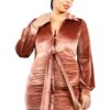 Plus Velvet Mini Dress with Bishop Sleeves – Rust