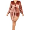 Plus Velvet Mini Dress with Bishop Sleeves – Rust