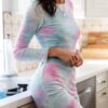 Velvet Tie-Dye Cropped Top & Bike Shorts Set – Lavender